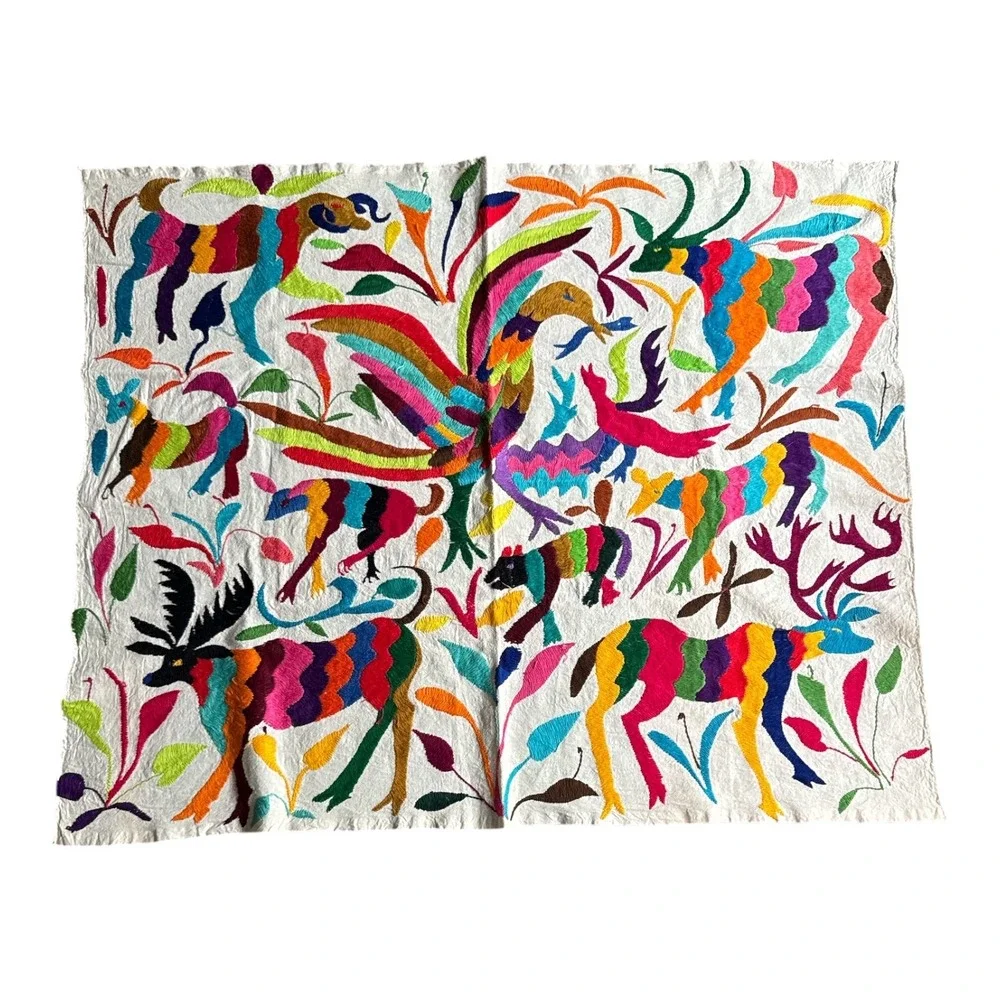 Vintage Otomi Tenango Hand Embroidered Textile Mexican‎ Folk Art 35